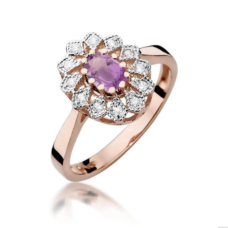 Pierścionek W0354 Ametyst 0,40ct różowe złoto