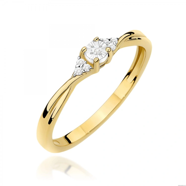 Pierścionek W0682 Diament 0,01ct żółte złoto