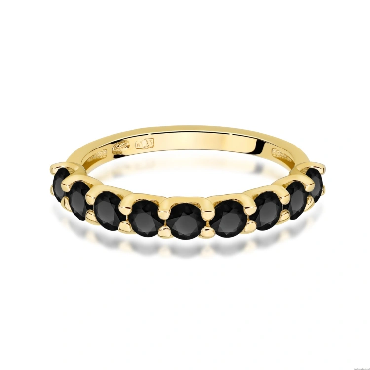 Pierścionek W0719 Czarny Diament żółte złoto