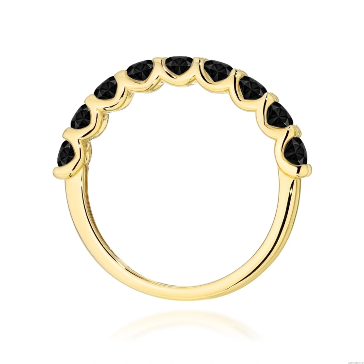 Pierścionek W0719 Czarny Diament żółte złoto