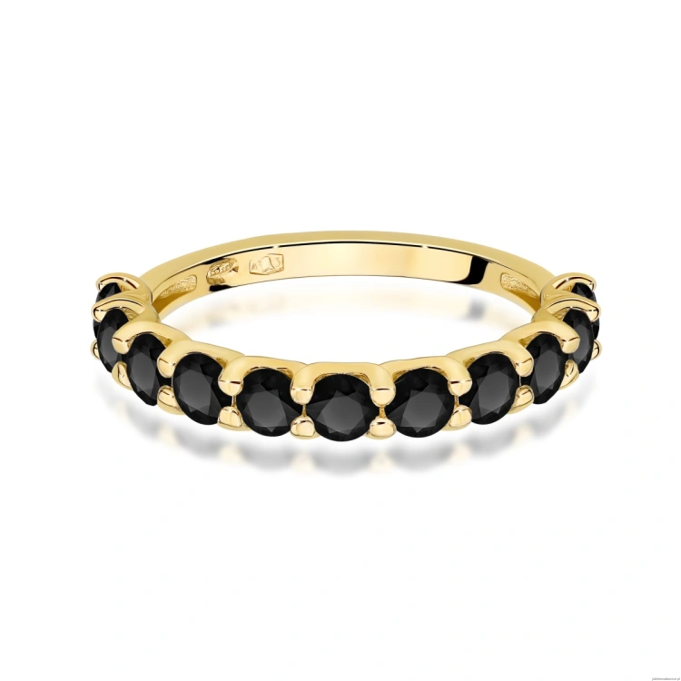 Pierścionek W0720 Czarny Diament żółte złoto