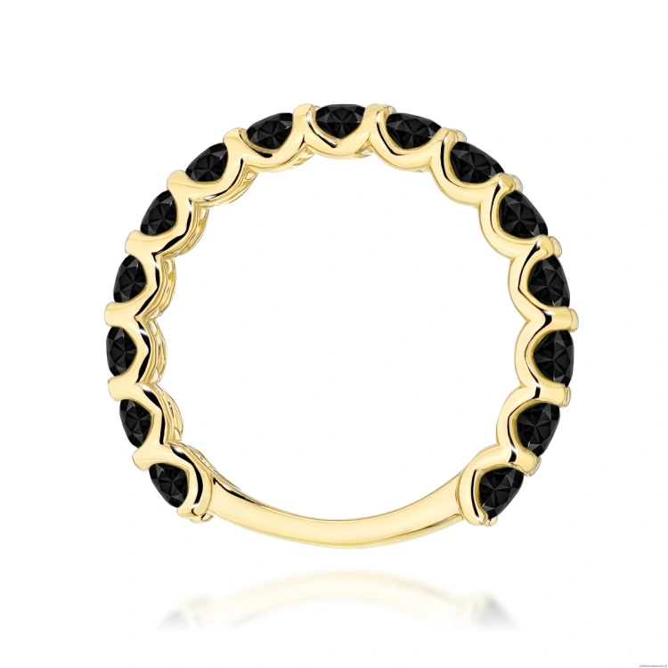 Pierścionek W0722 Czarny Diament żółte złoto