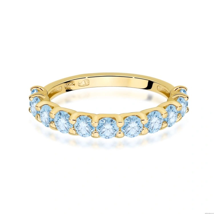 Pierścionek W0720 Diament Laboratoryjny Niebieski żółte złoto