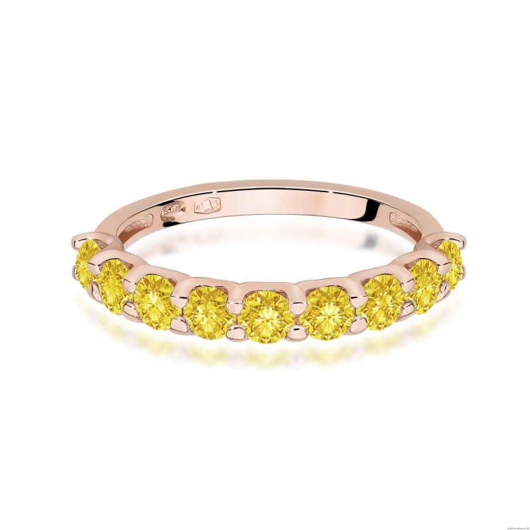 Pierścionek W0719 Diament Laboratoryjny Żółty różowe złoto