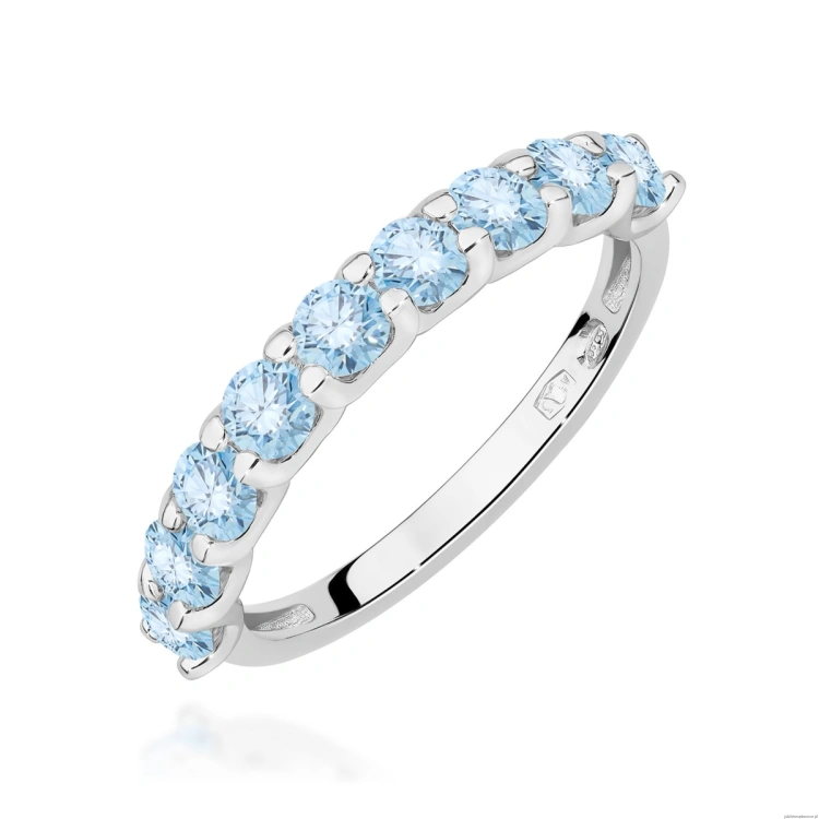 Pierścionek W0719 Diament Laboratoryjny Niebieski białe złoto