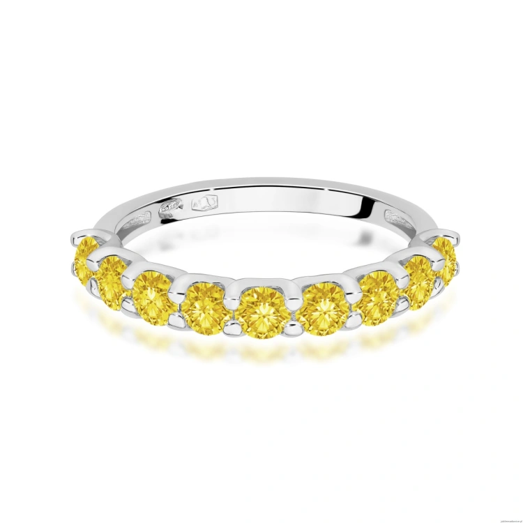Pierścionek W0719 Diament Laboratoryjny Żółty białe złoto