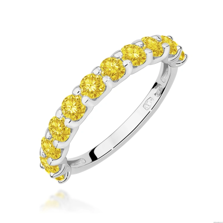 Pierścionek W0720 Diament Laboratoryjny Żółty białe złoto