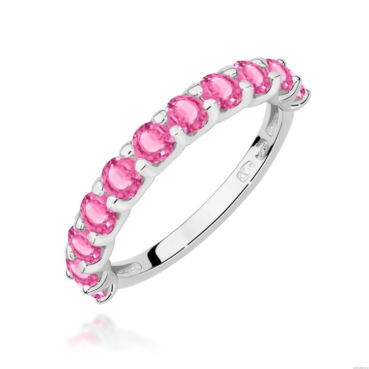 Pierścionek W0720 Różowy Topaz białe złoto