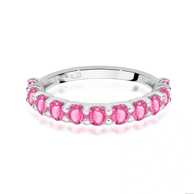 Pierścionek W0720 Różowy Topaz białe złoto