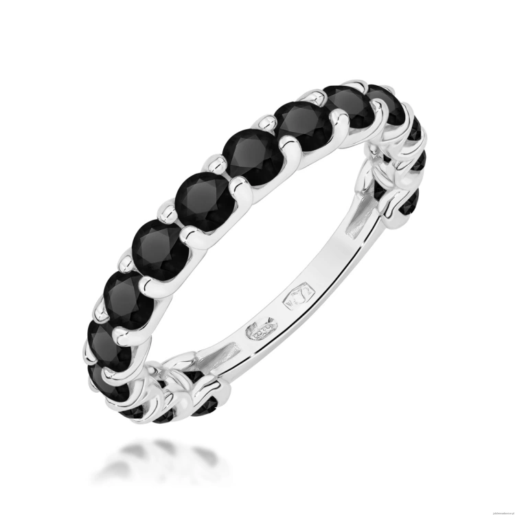 Pierścionek W0722 Czarny Diament białe złoto