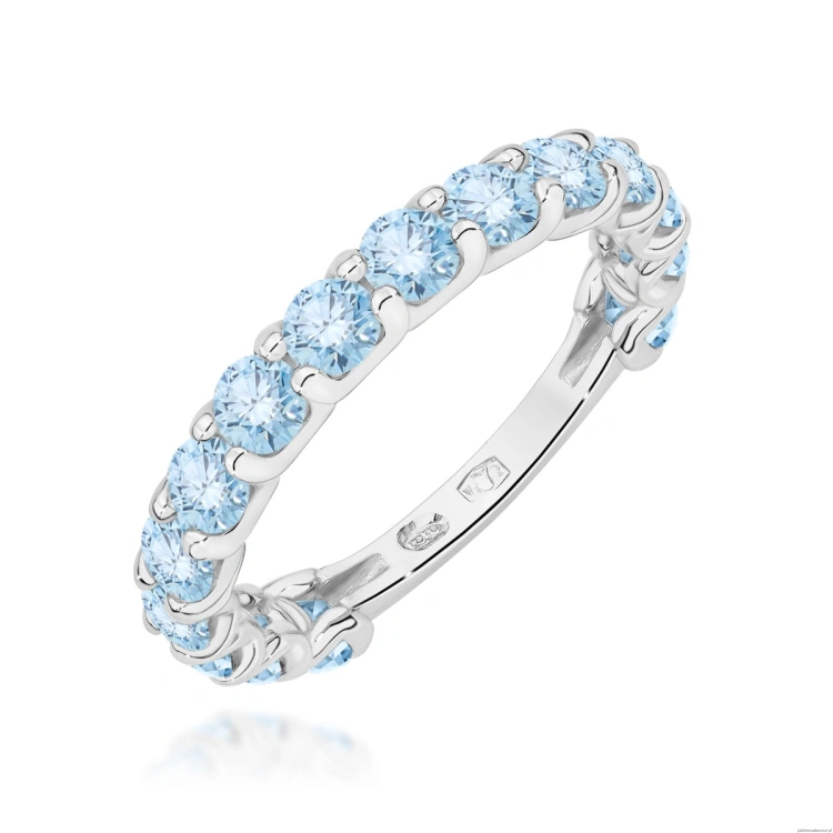Pierścionek W0722 Diament Laboratoryjny Niebieski białe złoto