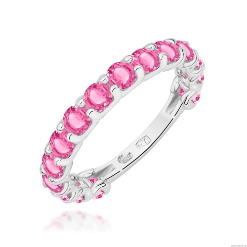 Pierścionek W0722 Różowy Topaz białe złoto