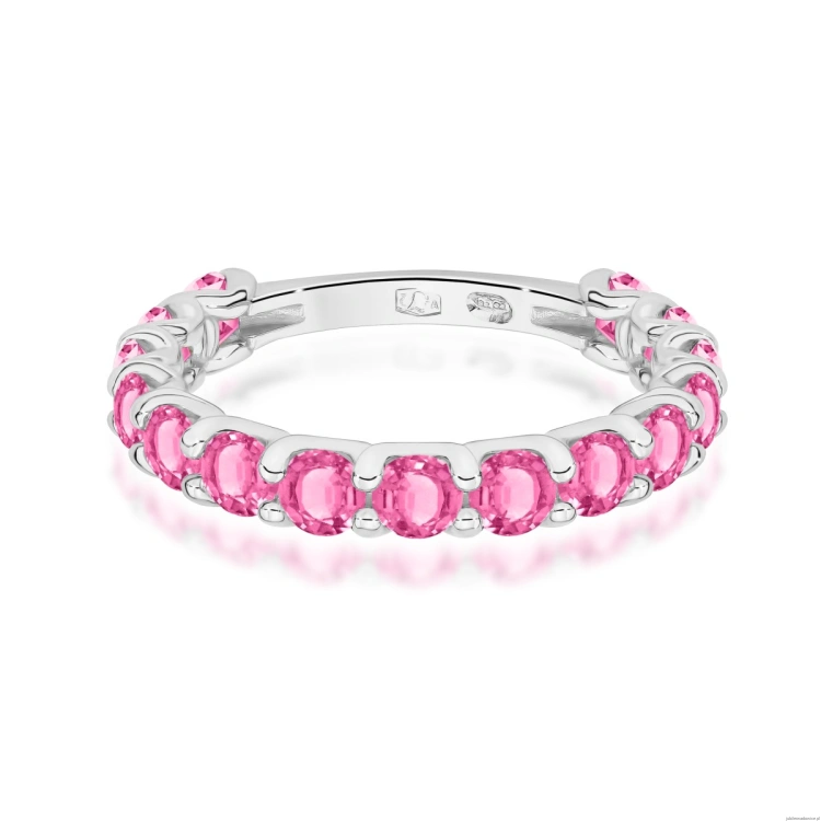 Pierścionek W0722 Różowy Topaz białe złoto