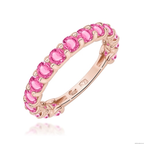 Pierścionek W0722 Różowy Topaz różowe złoto