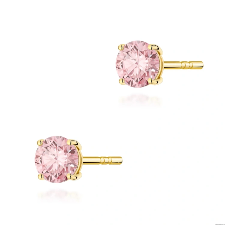 Kolczyki K0583 Diament Laboratoryjny Różowy 2 x 0.50ct żółte złoto