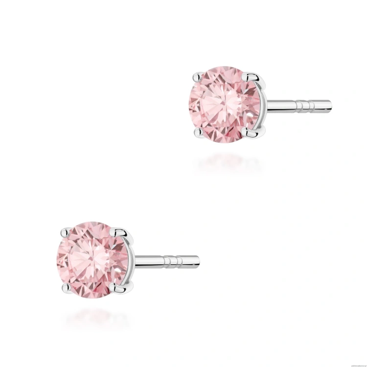 Kolczyki K0583 Diament Laboratoryjny Różowy 2 x 0.50ct białe złoto