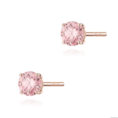 Kolczyki K0583 Diament Laboratoryjny Różowy 2 x 0.50ct różowe złoto