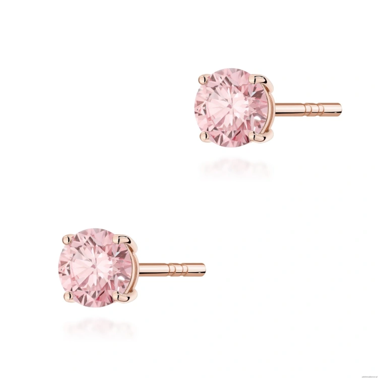 Kolczyki K0583 Diament Laboratoryjny Różowy 2 x 0.50ct różowe złoto