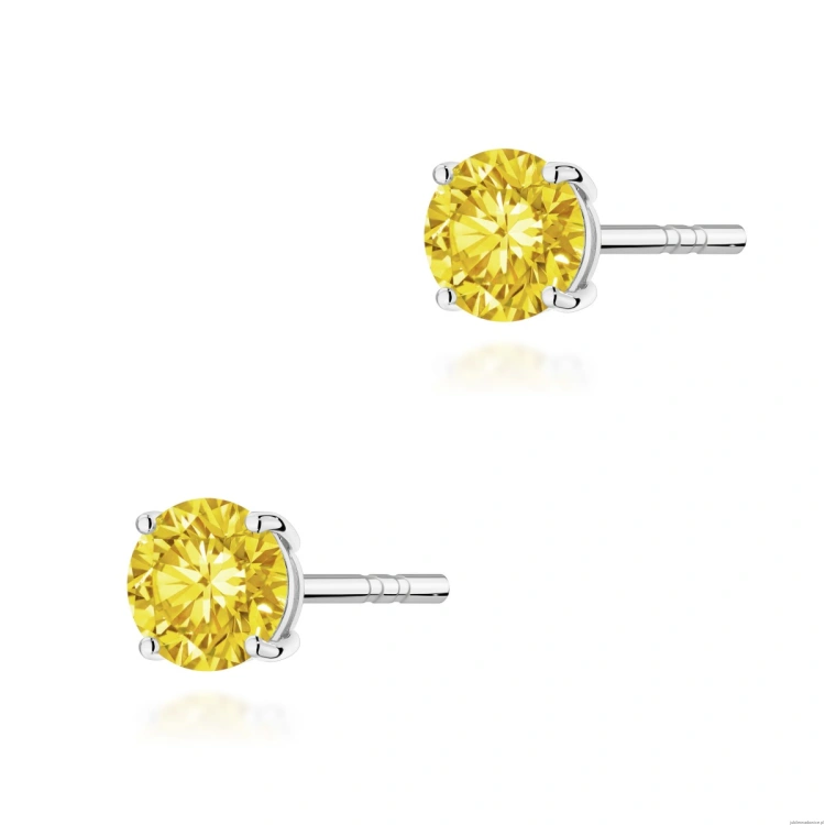 Kolczyki K0583 Diament Laboratoryjny Żółty 2 x 0.50ct białe złoto