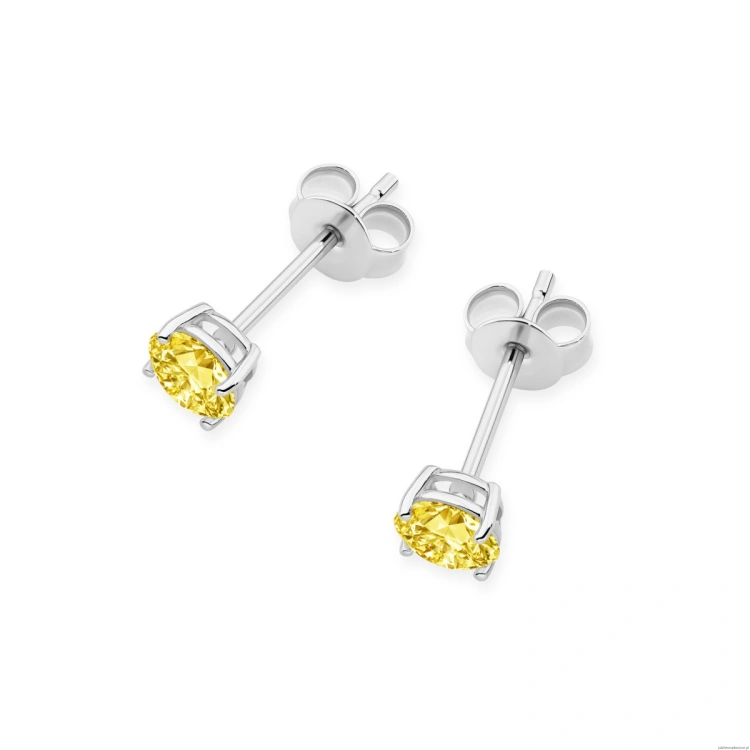 Kolczyki K0583 Diament Laboratoryjny Żółty 2 x 0.50ct białe złoto
