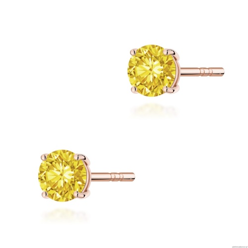Kolczyki K0583 Diament Laboratoryjny Żółty 2 x 0.50ct różowe złoto