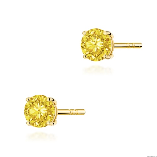 Kolczyki K0583 Diament Laboratoryjny Żółty 2 x 0.50ct żółte złoto