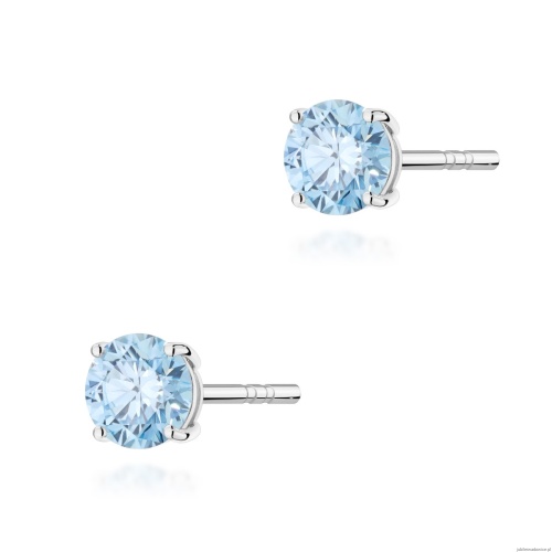 Kolczyki K0583 Diament Laboratoryjny Niebieski 2 x 0.50ct białe złoto