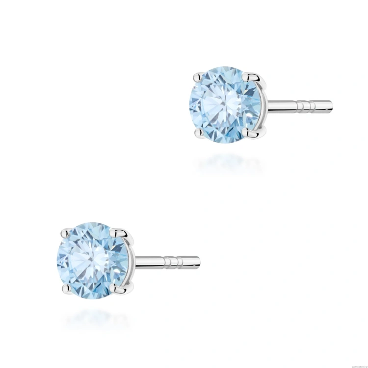 Kolczyki K0583 Diament Laboratoryjny Niebieski 2 x 0.50ct białe złoto