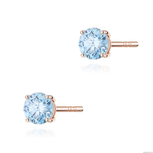 Kolczyki K0583 Diament Laboratoryjny Niebieski 2 x 0.50ct różowe złoto