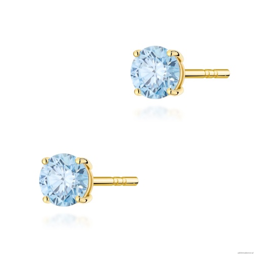 Kolczyki K0583 Diament Laboratoryjny Niebieski 2 x 0.50ct żółte złoto