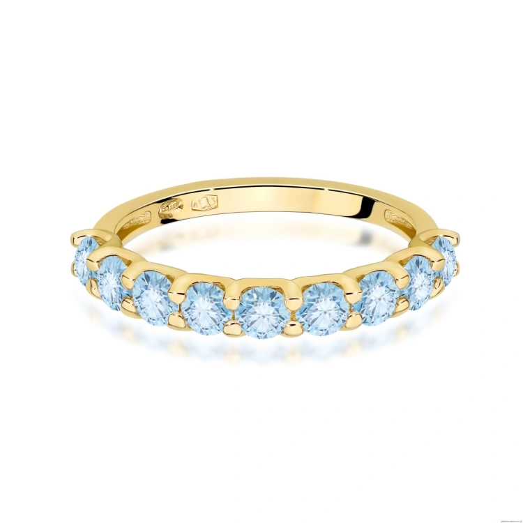Pierścionek W0719 Diament Laboratoryjny Niebieski żółte złoto 375