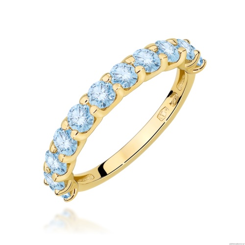 Pierścionek W0720 Diament Laboratoryjny Niebieski żółte złoto 375