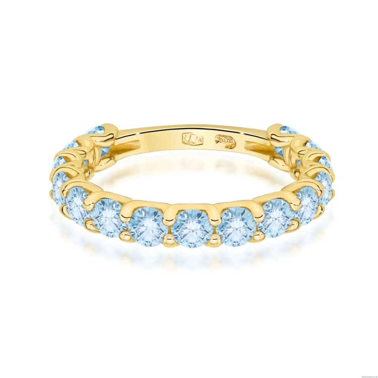 Pierścionek W0722 Diament Laboratoryjny Niebieski żółte złoto 375