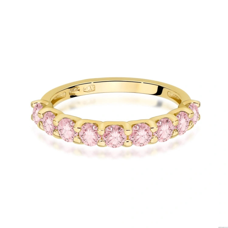 Pierścionek W0719 Diament Laboratoryjny Różowy żółte złoto 375