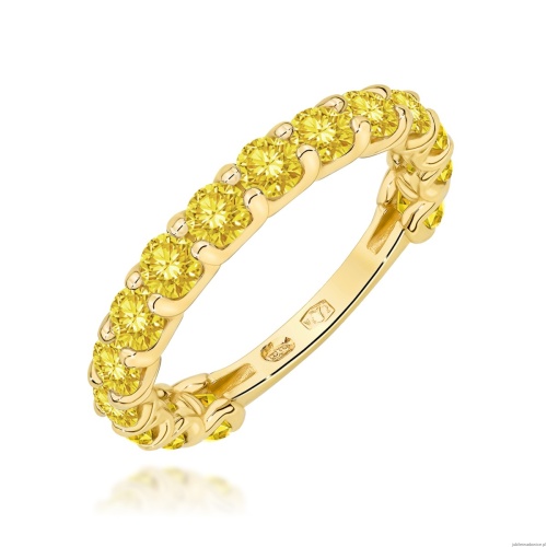 Pierścionek W0722 Diament Laboratoryjny Żółty żółte złoto 375