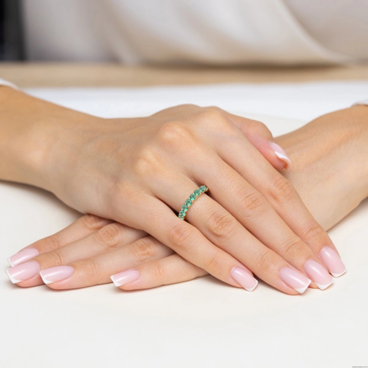 Pierścionek W0720 Szmaragd żółte złoto 375