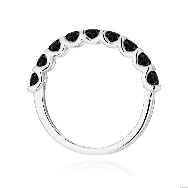 Pierścionek W0719 Czarny Diament białe złoto 375