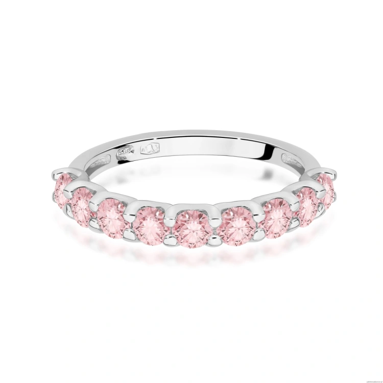 Pierścionek W0719 Diament Laboratoryjny Różowy białe złoto 375