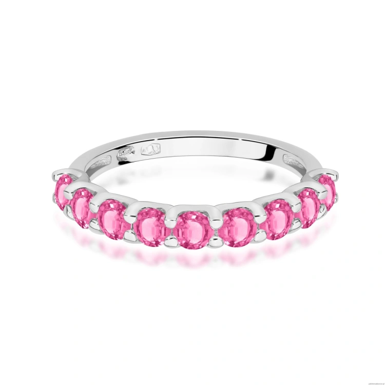 Pierścionek W0719 Różowy Topaz białe złoto 375