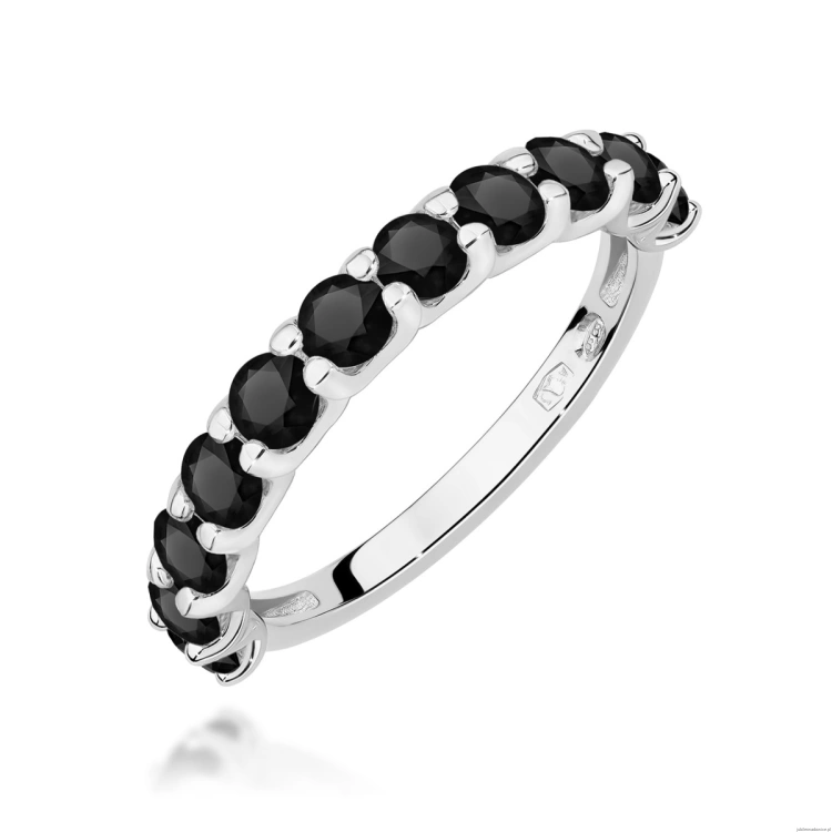 Pierścionek W0720 Czarny Diament białe złoto 375