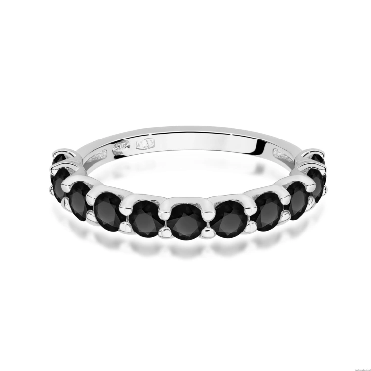 Pierścionek W0720 Czarny Diament białe złoto 375