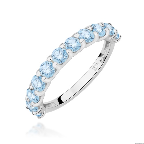 Pierścionek W0720 Diament Laboratoryjny Niebieski białe złoto 375