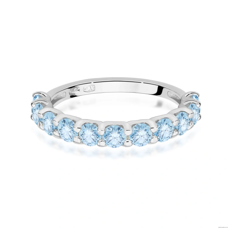 Pierścionek W0720 Diament Laboratoryjny Niebieski białe złoto 375