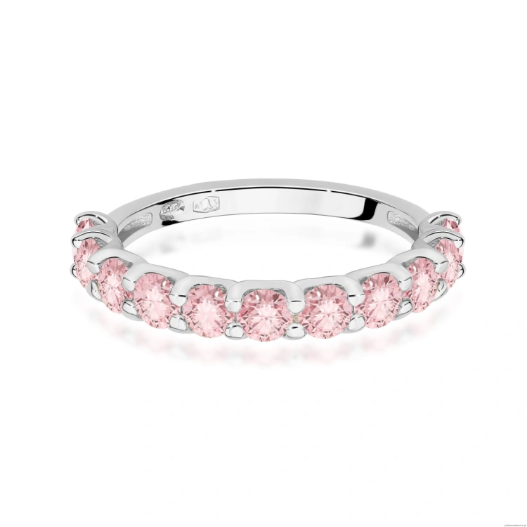 Pierścionek W0720 Diament Laboratoryjny Różowy białe złoto 375