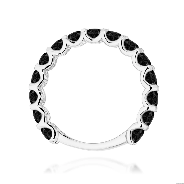 Pierścionek W0722 Czarny Diament białe złoto 375