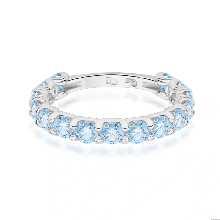 Pierścionek W0722 Diament Laboratoryjny Niebieski białe złoto 375