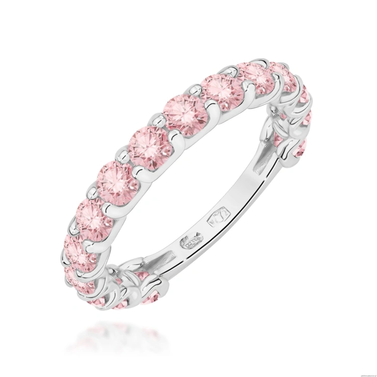 Pierścionek W0722 Diament Laboratoryjny Różowy białe złoto 375