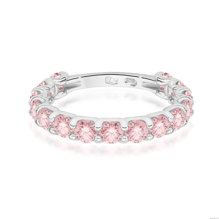 Pierścionek W0722 Diament Laboratoryjny Różowy białe złoto 375