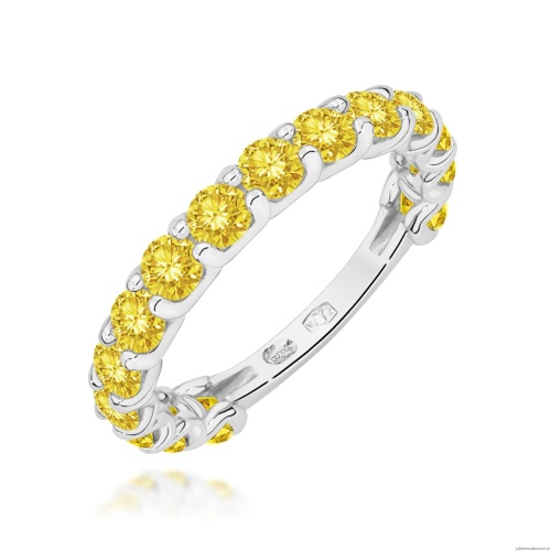 Pierścionek W0722 Diament Laboratoryjny Żółty białe złoto 375