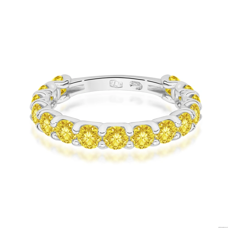 Pierścionek W0722 Diament Laboratoryjny Żółty białe złoto 375